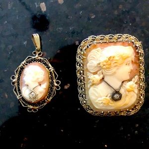 Antique Cameo Pendant and Brooch
